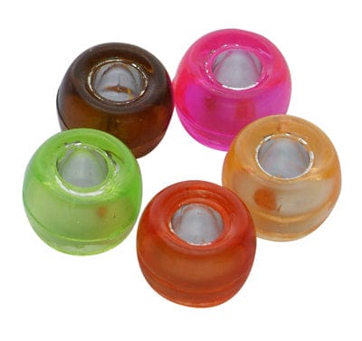 BeadsBalzar Beads & Crafts (AB4381) Acrylic European Beads, Large Hole Beads, Barrel, Mixed Color Size: about 9mm wide, (+-- 50 PCS)