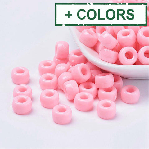 BeadsBalzar Beads & Crafts (AB4383-X) ) Opaque Acrylic European Beads, Barrel, 9mm (+-50 PCS)