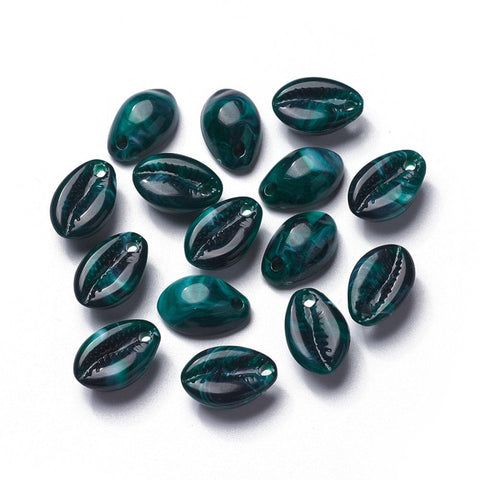 BeadsBalzar Beads & Crafts (AB5712B) Acrylic Pendants, Imitation , Cowrie Shell, DarkGreen Size: about 18.5mm long, 12.5mm wide