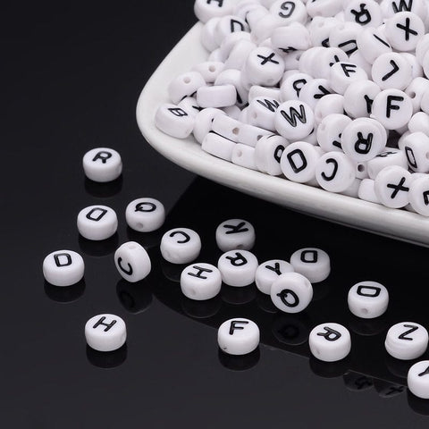 BeadsBalzar Beads & Crafts (AB6366X) Acrylic letters, Flat Round, Mixed Size:7x4mm