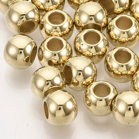 BeadsBalzar Beads & Crafts (AB8233-29G) CCB Plastic European Beads, Large Hole Beads, Round, Golden 8mm (20 GMS / +- 80 PCS)
