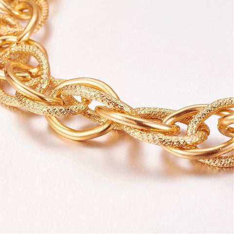 BeadsBalzar Beads & Crafts Aluminum Double Link Chains, Gold Size: Chains: about 19mm (CH4766)
