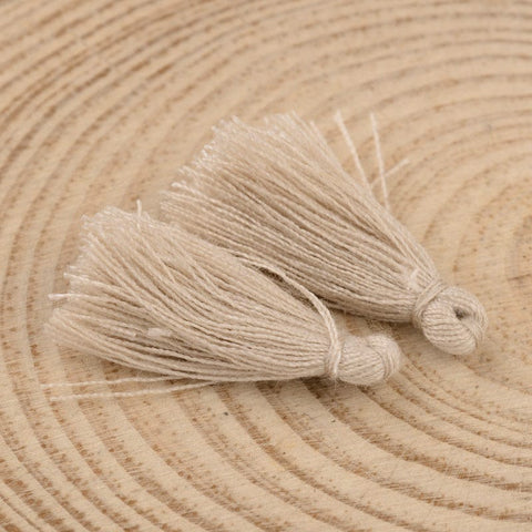 BeadsBalzar Beads & Crafts ANT. WHITE (T3489-43) (TT3489-X) Cotton Thread Tassel Pendant Decorations, 25~31mm (5 PCS)