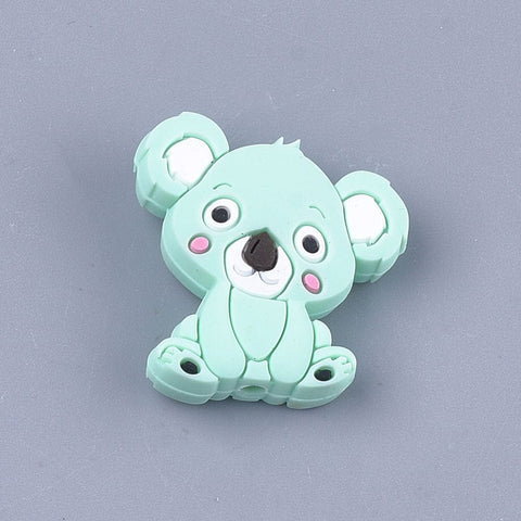 BeadsBalzar Beads & Crafts AQUA (BB7247-03A) (BB7247-X) Food Grade Silicone Beads For Teethers, Beagle Dog/koala 28mm (1 PC)