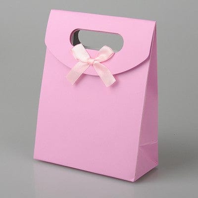 BeadsBalzar Beads & Crafts (BA7178-05) Paper Gift Bags with Ribbon Bowknot Design, PearlPink S12.x16cm (2 PCS)