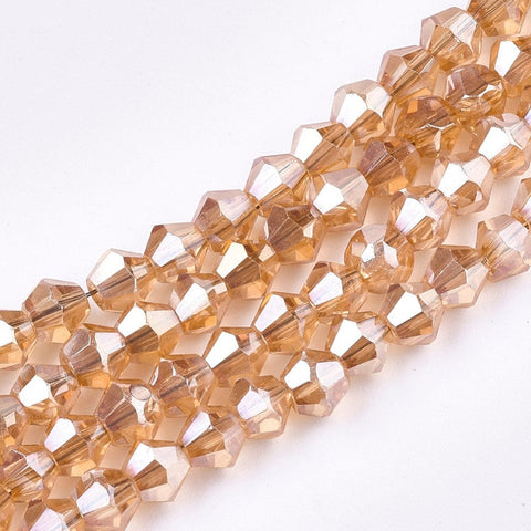 BeadsBalzar Beads & Crafts (BB3962H) lectroplate Glass Bead Strands, Rainbow Plated, Faceted Bicone, Peru Size: about 3mm long, 3.5mm in diameter, Hole: 1mm;