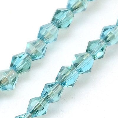 BeadsBalzar Beads & Crafts (BB6404B) CYAN /HALF GOLDEN PLATED (BB6404X) Glass Beads Strands, Faceted, Bicone, 3mm
