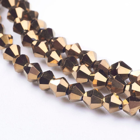 BeadsBalzar Beads & Crafts (BB6404D) DARK GOLDENROD (BB6404X) Glass Beads Strands, Faceted, Bicone, 3mm