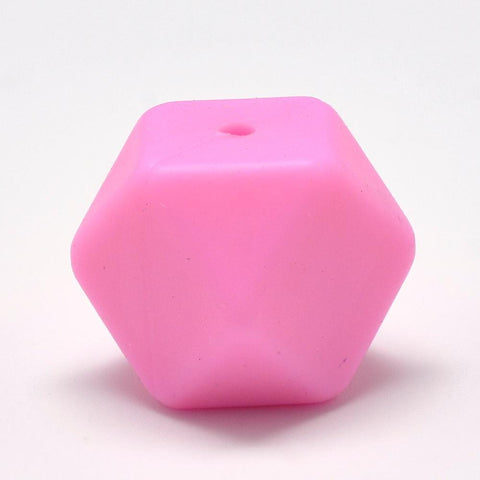 BeadsBalzar Beads & Crafts (BB7244-16) HOTPINK (BB7244-X) Food Grade Silicone Chewing Beads For Teethers, Faceted Cube, 14mm (4 PCS)