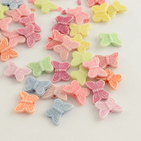 BeadsBalzar Beads & Crafts (BB7505-M) Craft Style Acrylic Beads, Butterfly, Mixed 11x15mm (20 GMS+-50 PCS)