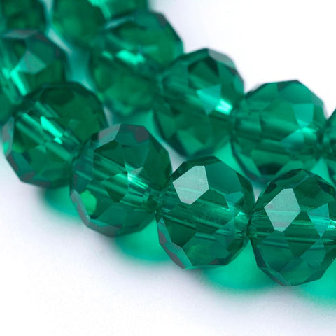 BeadsBalzar Beads & Crafts (BE1506) Handmade Glass Beads, Faceted Rondelle, SeaGreen 8mmx6mm