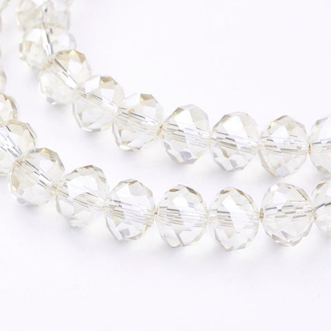BeadsBalzar Beads & Crafts (BE1519) Handmade Glass Beads, Faceted Abacus, Beige 8MM
