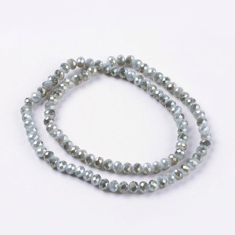 BeadsBalzar Beads & Crafts (BE1719) Electroplate Glass Beads Strands, Imitation Jade, Faceted Abacus, DarkSeaGreen 6MM