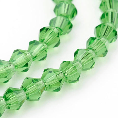 BeadsBalzar Beads & Crafts (BE3015) Imitation Austrian Crystal 5301 Bicone Beads, Faceted LimeGreen 4mmx4mm