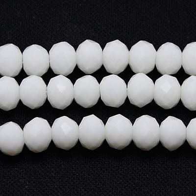 BeadsBalzar Beads & Crafts (BE7812-10) Imitation Jade Glass Bead Strands, Faceted, Rondelle, White 3x2mm