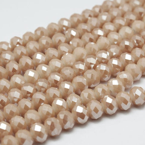BeadsBalzar Beads & Crafts (BE8112-A05) Electroplate Glass Beads Faceted, Rondelle, Navajo White 8x6mm (1 STR)