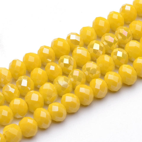 BeadsBalzar Beads & Crafts (BE8290-03) Electroplate Glass Faceted Rondelle Bead Strands,, YellowGold 10x7mm (1 STR)