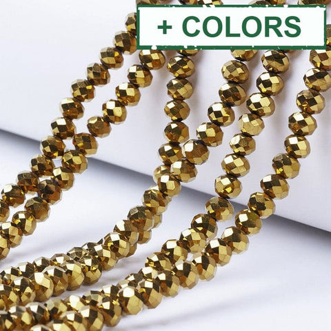 BeadsBalzar Beads & Crafts (BE8307-X) Electroplate Transparent Glass Beads Strands, Full Plated, Faceted, Rondelle, 8x6mm (1 STR)