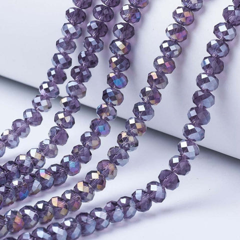 BeadsBalzar Beads & Crafts (BE8728-B13) Electroplate Glass Beads, AB Color Plated, Faceted, Rondelle, Indigo 8x6mm (1 STR)