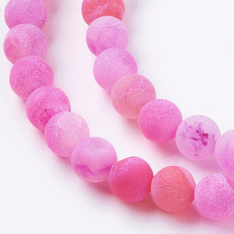 BeadsBalzar Beads & Crafts (BG3034) Agate Frosted Magenta round 6mm