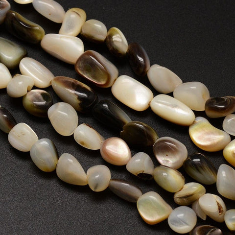 BeadsBalzar Beads & Crafts (BG3453) Natural Black Lip Shell Chips Bead Strands 7~10mm