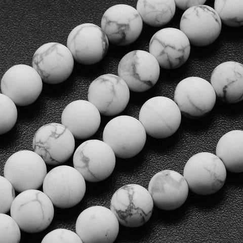 BeadsBalzar Beads & Crafts (BG4733) Natural Howlite Beads Strands, Frosted, Round 4MM