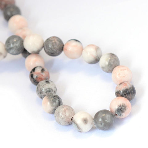 BeadsBalzar Beads & Crafts (BG5230) Natural Zebra Jasper Round Bead Strands Size: about 4~4.5mm