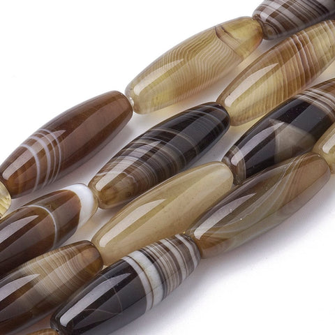 BeadsBalzar Beads & Crafts (BG5309) Natural Striped Agate Beads Strands, Rice 30MM (1 STR)