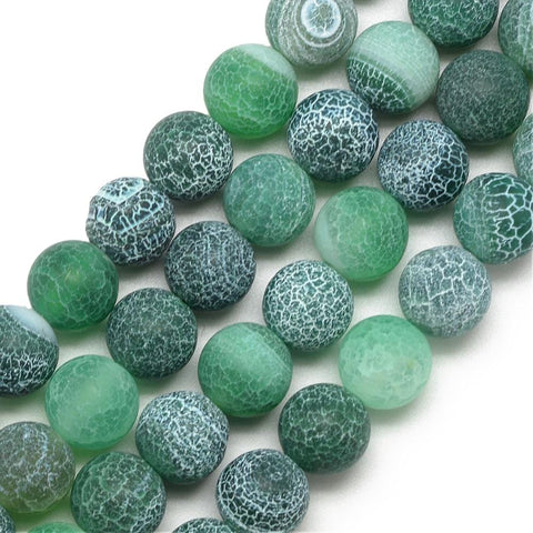 BeadsBalzar Beads & Crafts (BG6758A) Natural Weathered Agate Bead Strands, Frosted, Dyed, Round, SeaGreen Size: about 4mm in diameter