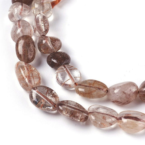 BeadsBalzar Beads & Crafts (BG7284) Natural Rutilated Quartz Beads Strands, Nuggets 5~12mm