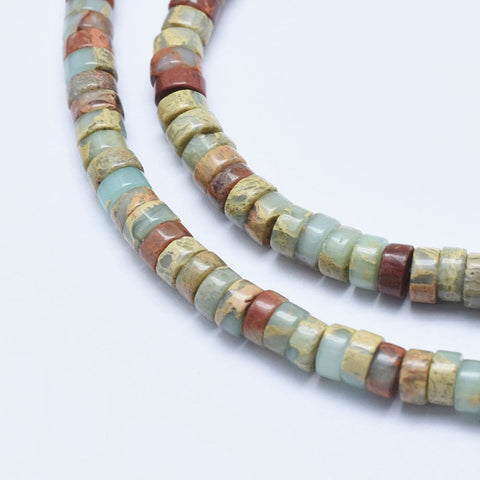 BeadsBalzar Beads & Crafts (BG7673A) Natural Aqua Terra Jasper Beads Heishi Beads, Flat Round/Disc, 6x3~3.5mm (40cm).