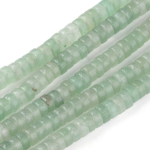 BeadsBalzar Beads & Crafts (BG7674-12) Natural Green Aventurine Heishi Beads, Flat Round/Disc, 4.5x2.5mm (40cm).