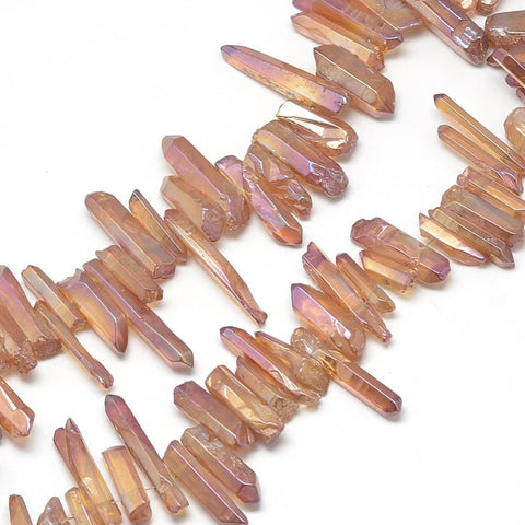 BeadsBalzar Beads & Crafts (BG7837-09E) Natural Quartz Crystal Beads Strands, Rainbow Plated, Nuggets, Light Coral10~36mm