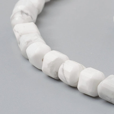 BeadsBalzar Beads & Crafts (BG8277-09) Natural Howlite Beads Strands, Faceted, Cube, about 6~6.5mm (1 STR)