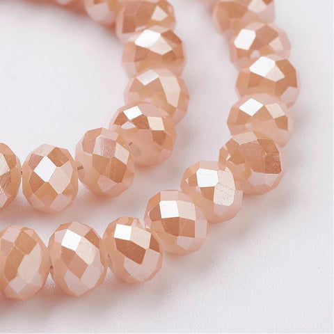 BeadsBalzar Beads & Crafts BISQUE (BE1719-76) (BE1719-X) Electroplate Glass Beads Strands, Imitation Jade, Faceted Abacus, 6MM (1 STR)