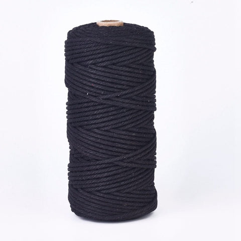 BeadsBalzar Beads & Crafts BLACK (MC7936-04) (MC7936-X) Cotton String Threads, Macrame Cord, 2mm (100m/roll).