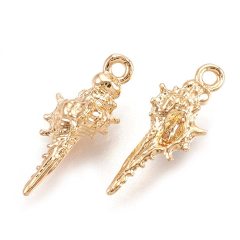 BeadsBalzar Beads & Crafts (BS5743) Brass Pendants, Real 18K Gold Plated, Spiral Shell Size: about 16.5mm (2 PCS)