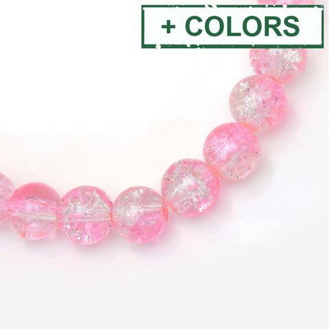 BeadsBalzar Beads & Crafts (CB7258-X) Baking Painted Crackle Glass BeadS, Round, 4mm (1 STR)