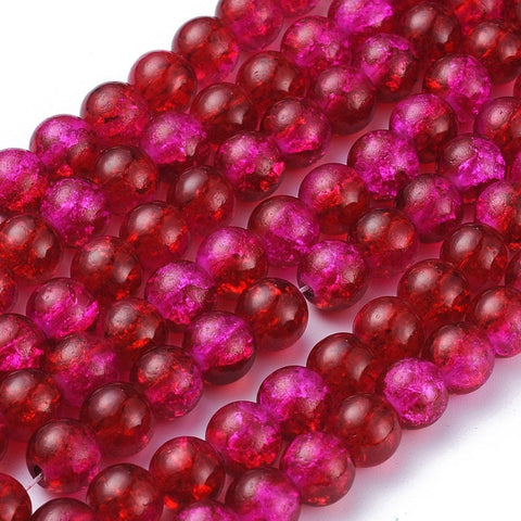 BeadsBalzar Beads & Crafts (CB7260-08) FIREBRICK (CB7260-08) Spray Painted Crackle Glass Beads , Round, Two Tone FireBrick 8mm