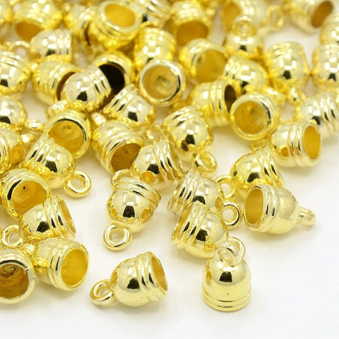 BeadsBalzar Beads & Crafts (CE2887-A) CCB Style Acrylic Cord Ends, Golden 10mm , 5mm inner (+/-40PCS)
