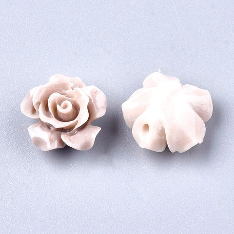 BeadsBalzar Beads & Crafts (CF7493A) Synthetic Coral Beads, Dyed, Flower, Rosy Brown 12x7mm (6 PCS)