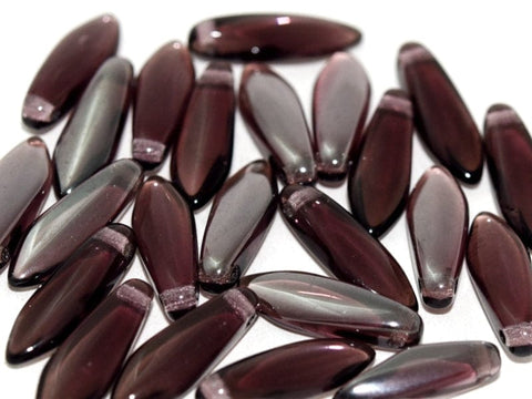 BeadsBalzar Beads & Crafts (CGD-20060-27201) GLASS DAGGERS 5 X 16 MM AMETHYST VACUUM HEMATITE