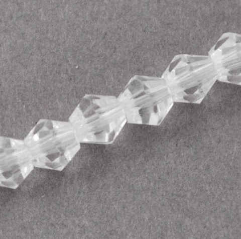 BeadsBalzar Beads & Crafts CLEAR (BE5545F) (BE5545-X) Imitation Bicone Beads, Faceted Bicone 2x3mm (1 STR)