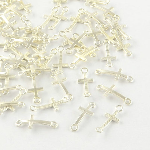BeadsBalzar Beads & Crafts (CR3706) Cross link Silver colour (20 PCS)