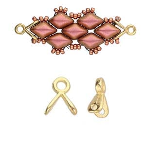 BeadsBalzar Beads & Crafts (CYM-GD-012049-GP) CYMBAL TRIADES-GEMDUO BD ENDING 24K GOLD PLATE (4 PCS)