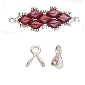 BeadsBalzar Beads & Crafts (CYM-GD-012049-SP) CYMBAL TRIADES-GEMDUO BD ENDING ANT. SILVER PLATE (4 PCS)
