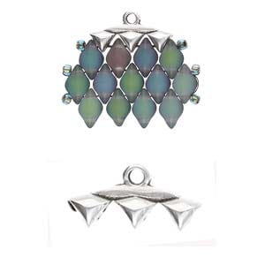 BeadsBalzar Beads & Crafts (CYM-GD-012322-SP) CYMBAL VANI III-GEMDUO BD ENDING ANT. SILVER PLATE (2 PCS)