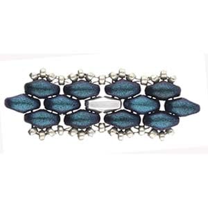 BeadsBalzar Beads & Crafts (CYM-SD-012356-SP) CYMBAL VITALI-SUPERDUO BEAD SUB ANT. SILVER PLATE (6 PCS)