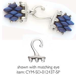 BeadsBalzar Beads & Crafts (CYM-SD-012438-SP) CYMBAL MESARIA III-SUPERDUO HOOK ANT. SILVER PLATE (2 PCS)
