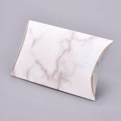 BeadsBalzar Beads & Crafts (DC7043-03A) WHITE MARCLE (DC7043-X) Paper Pillow Boxes, Size:7.6x12.5cm long, 1.9cm high (5 pcs)